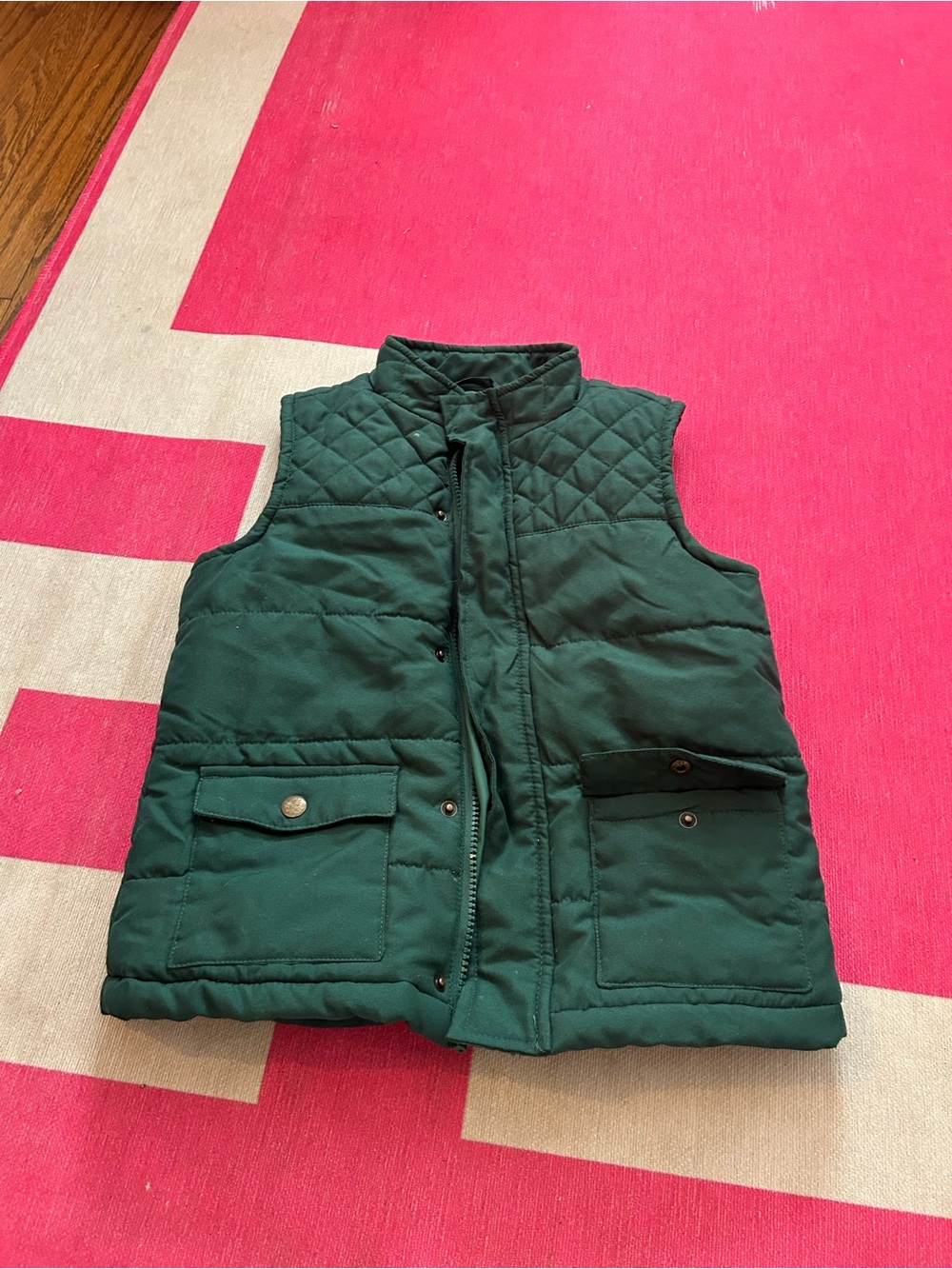 crown & ivy Dark Green Quilted Kids Puffer Vest